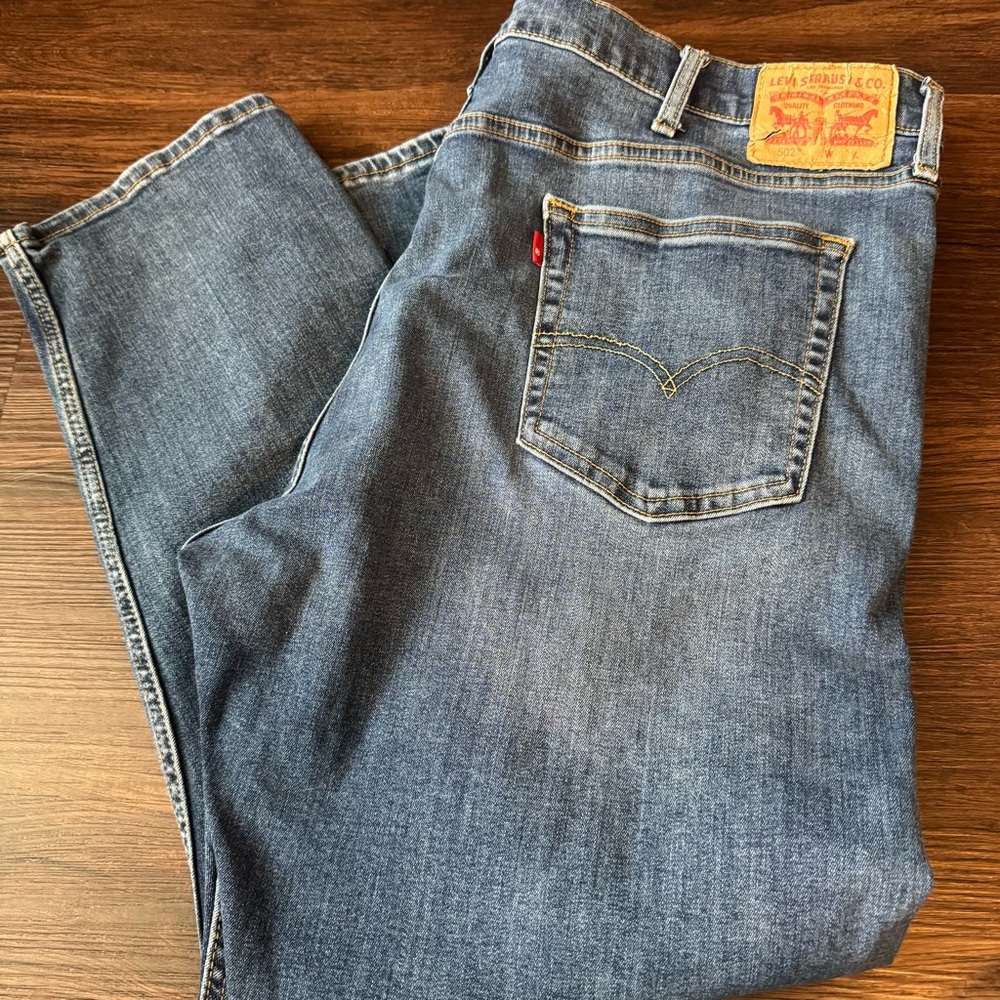 Levi’s 502 Jeans Mens 44x30 Measures 44x27 Blue Medium Wash Loose Fit Straight